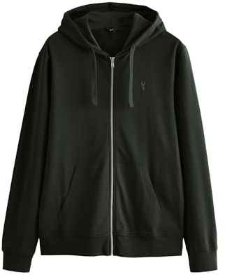 NEXT Herren Leichte Kapuzenjacke mit Reißverschluss aus 100% Baumwolle Khaki Grün L