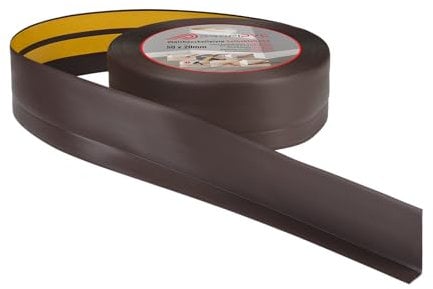 ProfiPVC Battiscopa PVC 50x20 mm - 30 metro, Adesivo, con Striscia Spezzata, Battiscopa Angolare Autoadesivo, flessibile e morbida, montaggio facile, 50x20 mm, Marrone Scuro