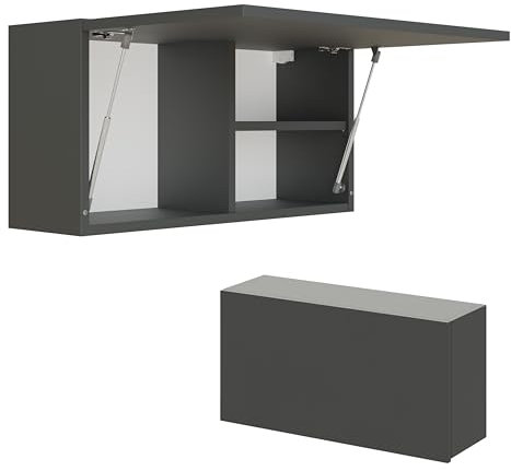 PLATAN ROOM Badschrank 60 cm 80 cm 120 cm Badezimmerschrank Hängeschrank Badezimmermöbel Klappbarer Schrank für Bad Wandschrank (Anthrazite, 80 x 40 x 25)