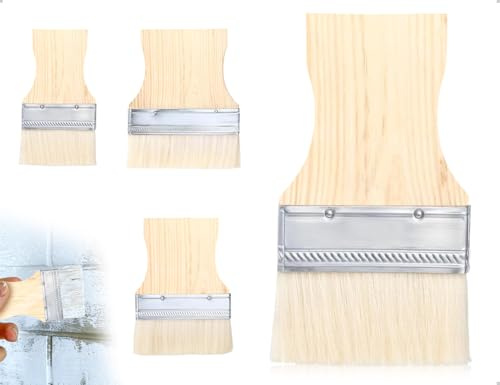 AOYEGIC Set Di 3 Pennelli Piatti, Pennello Largo Riutilizzabile Con Manico In Legno, Per Vernici, Smalti, Oli, Pittura Murale, Colori Acrilici E Acquerelli (3/4/5 Pollici)