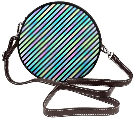 Umhängetasche für Damen, Neon-Diagonalstreifen, kleine Ledergeldbörsen, Schulterhandtaschen für Damen