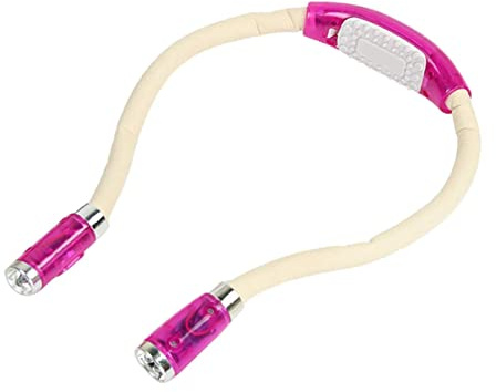 Nacken-Leselampe über dem Hals, batteriebetrieben, Leselampe im Bett, Rosa