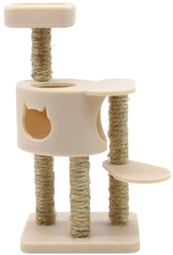 YiNLuax Miniatur Puppenhaus Pfostenspielzeug Maßstab 1:12 Realistisches Rollenspiel Klettermodell Pädagogische Puppenhäuser Katzen Kratzbaum