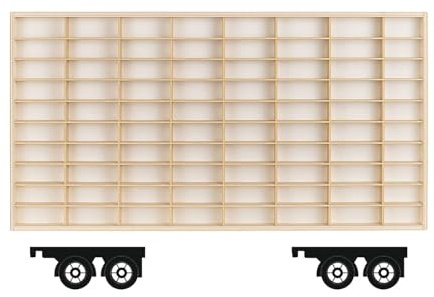 ArtTwist Trailer für Modellauto Vitrine | Hot Wheels Aufbewahrung zu 80 Fächen | Sammlervitrine Hängend 78,5cm x 40cm x 4cm | Setzkasten Holz für Wanddeko und Organisation (002CP)