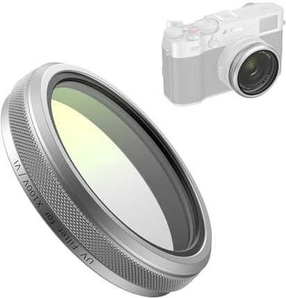 SMALLRIG Filtre UV pour FUJIFILM X100VI / X100V, Transmission Lumineuse de 99%, Lentille en Verre Optique, Etanche et Anti-Rayures, Monture Légère en Aluminium, (Argent) 5853