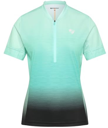 Ziener Damen NELENIA-Z Funktionelles Fahrradtrikot mit halbem Front-Reißverschluss, Bright Turquoise.Black, 48