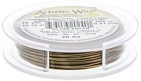 Artistic Wire Tarnish Resistant Colored Copper Craft Wire, Antique Brass, 20 Gauge, 15 yd