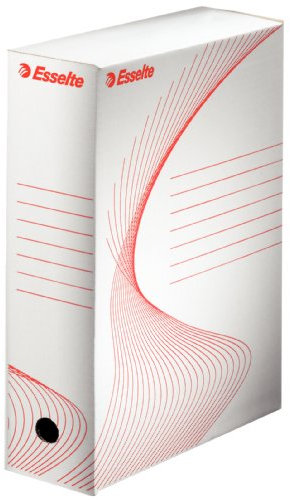 ESSELTE Boxy 100 Scatola Archivio - Dim. 25 x 35 x 10 cm - Per i Documenti F.to A4, Riciclabile al 100 %, Certificato FSC, Confezione da 10 Pezzi, Bianco - 20172