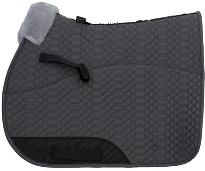 Engel Reitsport | SCHABRA1-VSS-GRA-SIL | Schabracke | Steppstoff | Lammfell im Sattelbereich | Half Lined | Fellkranz vorne | Vielseitigkeit | Stoff grau Fell Silber