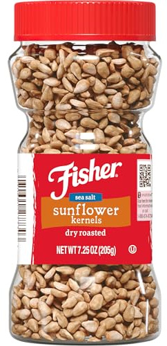 Fisher Dry Roasted Sunflower Seeds Kernels with Sea Salt, 7.25 oz, Sunflower Seeds to Eat, Gluten-Free, No Sugar Added, Crunchy Snacks for Adults, Perfect for Salads, Yogurt, & On-the-Go Snacking
