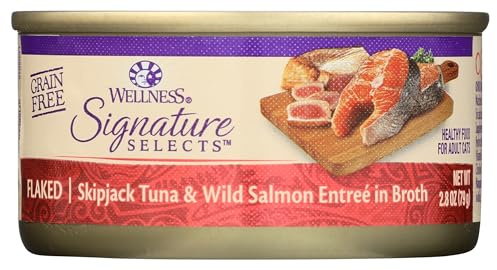 Wellness Signature Selects Grain Free Flaked Tuna & Wild Salmon Natural Wet Canned Cat Food, 2.8-Ounce Can