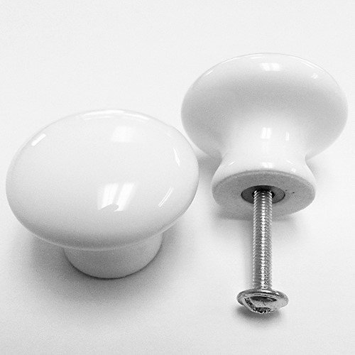 10 White Porcelain Ceramic Handle Knobs for Kitchen or Bedroom Furniture