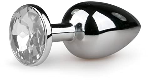 EasyToys Anal Collection Silver Buttplug with Crystal, 7.2 cm/2.83 Inch, Small, Metal Buttplug, Several Sizes and Colours