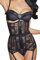 KUOSE Damen Unterbrust Lace Up Waist Cincher Taillen Corsage Korsett Schwarz, Schwarz, L(Eur36-38)/(Taille:71-75cm)