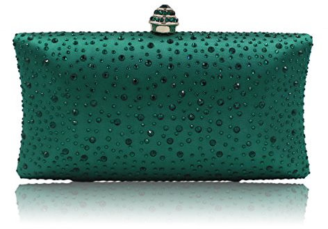 Pochette da donna alla moda con strass di cristallo scintillante, da sera, da sposa, ballo di fine anno, borsa a mano, Verde, Taglia unica