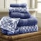 Modern Threads Trefoil Filigranes 6-teiliges wendbares garngefärbtes Jacquard-Handtuch-Set, Badetücher, Handtücher und Waschlappen, super saugfähig und schnell trocknend, 100% gekämmte Baumwolle