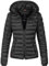 Navahoo Damen leichte Übergangsjacke Steppjacke mit Kapuze Lulana Schwarz Gr. L