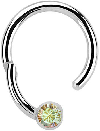 Modern Nature Piercingschmuck Piercing 316l Stahl Ring BCR, Clicker 1,2 x 8 mm mit 3 mm Steinkugel in multiklar