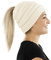 Balinco Damen & Mädchen Strickmütze mit Zopfloch - gestrickte Wintermütze (5a) (Weiß)