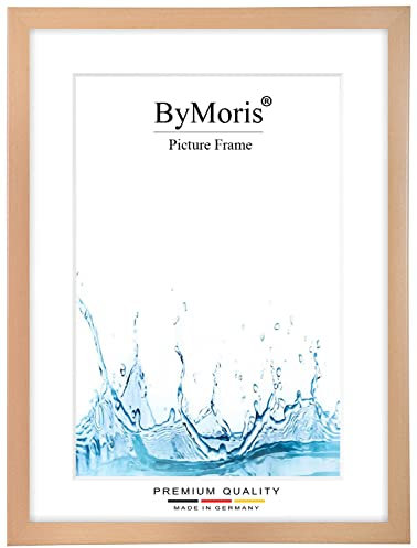 ByMoris Cadre photo sur mesure 18 x 27 cm en Hêtre naturel avec verre acrylique antireflet, poster affiche puzzle portrait cadre bois