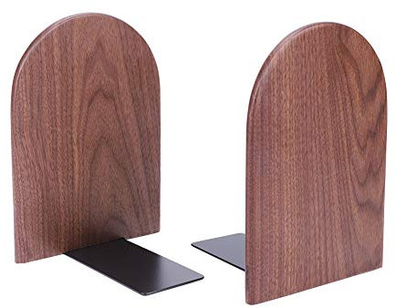 Lot de 2 Serre-Livres en Bois de Noyer Porte-revues Magazines pour Bureau Maison Presse-Livres Style Japonais Appui-Lives Simple Bibliothèque Étagère de Rangement Décoratif Épais Stable Robuste