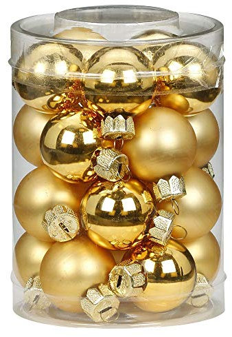 Magic 20 Christbaumkugeln Glas 3 cm Christbaumschmuck Weihnachtskugeln Baumkugeln Baumschmuck Weihnachtsdeko Farbe: Inkagold