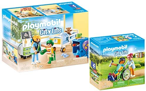 Playmobil® City Life 2er Set 70192 70193 Kinderkrankenzimmer + Patient im Rollstuhl