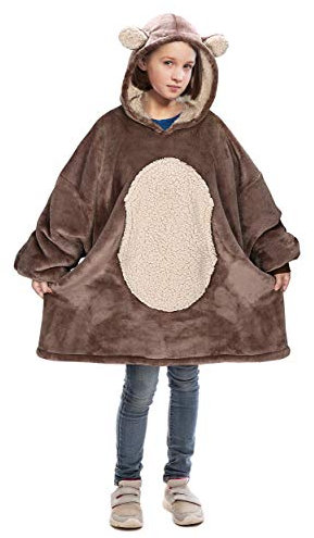 Catalonia Bear Wearable Hoodie Blanket Sweatshirt, Oversized Comfortable Hooded Pullover Jacket for 7-16 yr Teens Youth Kids, Gift Idea, Bear- Kids, One Size