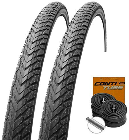 Set: 2 x Michelin Protek Cross Reflex Pannenschutz Reifen 37-622 / 700x35C + Conti SCHLÄUCHE Autoventil