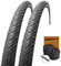 Set: 2 x Michelin Protek Cross Reflex Pannenschutz Reifen 37-622 / 700x35C + Conti SCHLÄUCHE Autoventil