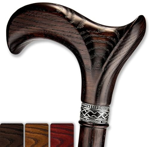 Asterom Walking Cane - Handmade, Ergonomic, Canes for Men - Wooden Walking Sticks for Seniors, Unique, Cool (Walnut, 36 Inches)