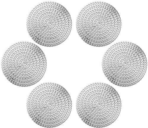 GLOBALDREAM Untersetzer Teller, 6 Stück Untersetzer Gläser Tischset Rund Vinyl Hohl Platzsets Abwischbar PVC Tischuntersetzer für Küche, Zuhause, Speisetisch (Silber, 10 cm, C01)