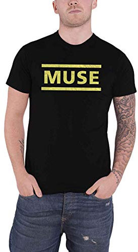 Muse T Shirt Gelb Band Logo Nue offiziell Herren Schwarz XXL