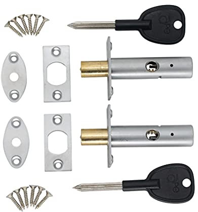 Door Mortice Rack Bolt |Satin Chrome | Pack of 2 Bolts + 2 Star Keys