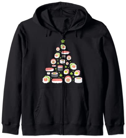 Sushi Weihnachtsbaum japanische Brötchen Kapuzenjacke