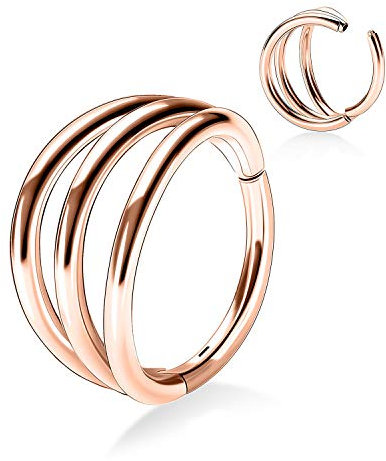 AROWRO 16G Conch Helix Daith Lobe Ohrringe Creolen Septum Nasenring Chirurgenstahl Septum Helix Conch Daith Nasenpiercing Schmuck Lippenring Triple Open Stack 10mm Roségold