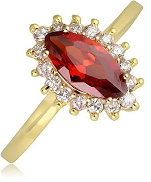 2Colors Bague plaqué Or Marquise Grenat avec Cubic Zirconia - 50