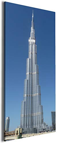 Wallario Leinwandbild Wolkenkratzer in Dubai - Wandbild 50 x 125 cm: Kunstdruck | Brillante lichtechte Farben | hochauflösend | verzugsfrei