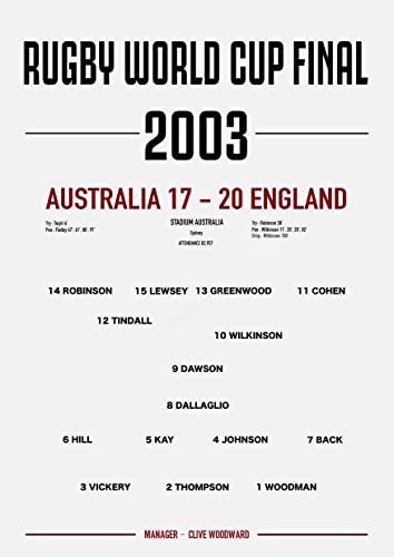 England Rugby World Cup Final 2003 art print size A4