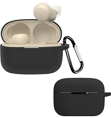 QINOUK Custodia per Sony LinkBuds S/WF-L900, [Antiurto] Custodia in Silicone Morbido, con Clip a Forma di D, Custodia Protettiva per Sony LinkBuds S-Nero