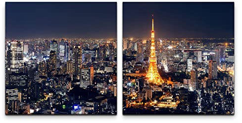 Paul Sinus Art Tokyo Skyline Wandbild in verschiedenen Größen Wähle Deine Größe 2x60x60cm