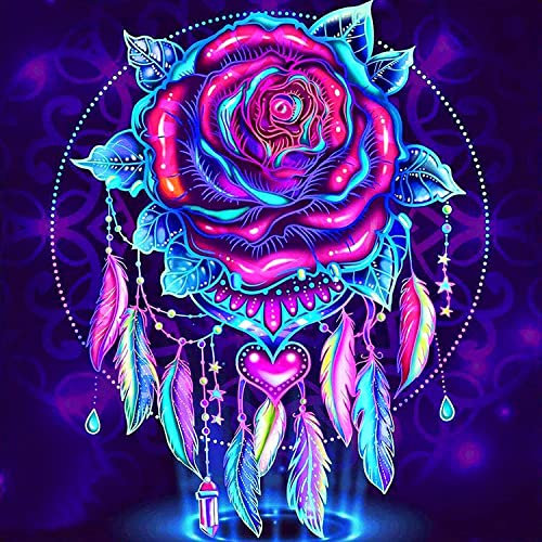 Abillyn 5D Diamond Painting Kits Full Drill, Cthulhu Rose und Dream Catcher Diamond Art for Adults Kids (Rose)