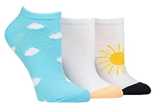 SockShop Wildfeet Ladies Novelty Cotton Trainer Socks Pack of 3