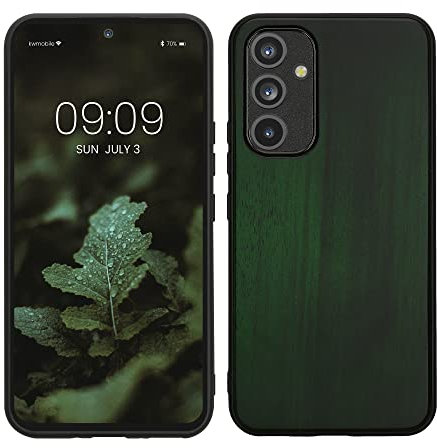kwmobile Hülle kompatibel mit Samsung Galaxy A54 5G Hülle - Holz Case - stoßfestes Handy Cover - TPU Handyhülle in Dunkelgrün