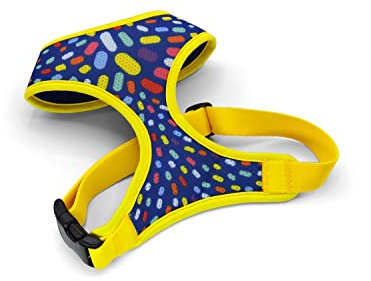 MORSO® Air Mesh Atmungsaktives Hundegeschirr für kleine Hunde, blau und gelb, Größe S