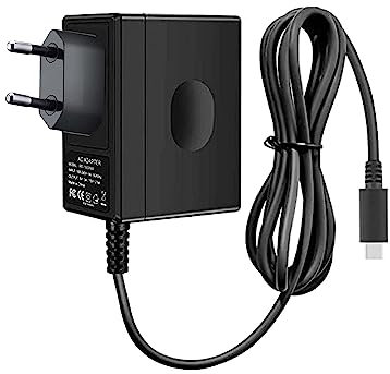 Caricatore per Nintendo Switch/Switch Lite/Switch OLED,USB C Type-C Adattatore AC Ricarica Rapida,15V/2.6A supporta la modalità TV e Dock Station