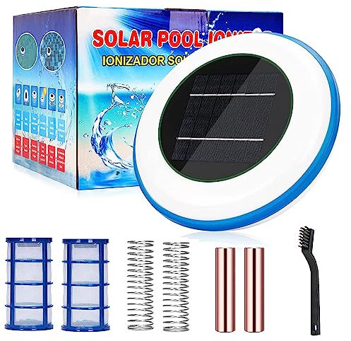 Hamkaw ionizador Solar para Piscinas ánodo de Cobre 85% Menos Cloro Purificador de Agua Limpiador automático de Piscinas hasta 45000 galones Elimina Algas Mantiene la Piscina más Limpia 2 Cobre