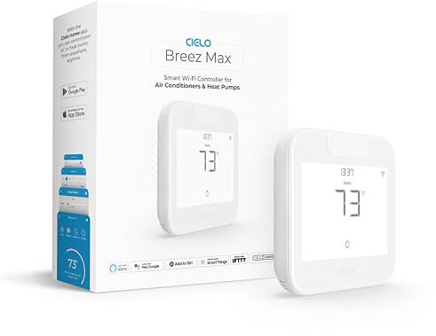 Breez Max | ENERGY STAR CERTIFIED Smart AC Controller | WiFi Thermostat for Mini-Split, Window, Portable ACs/Heat Pumps | AI-Based Tech | Free App, No Subscriptions | Alexa, Google, IFTTT etc. (White)
