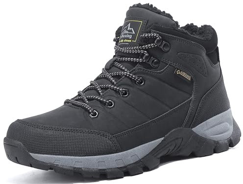 ARRIGO BELLO Stivali Uomo Scarpe Invernali Scarponi Stivaletti da Trekking Neve Caldo Pelliccia Fodera Passeggio Scarponcini Taglia 41-46 (A-Nero, 44)