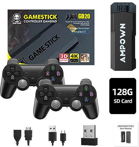 AMZLORD Retro Consola de Juegos Videojuegos con 2 Inalámbrico Controladores de Juegos, más de 50000 Juegos, 40 Emulators, Salida HDMI 4K, Plug & Play P-alo de Juego para Computadora TV, 128G